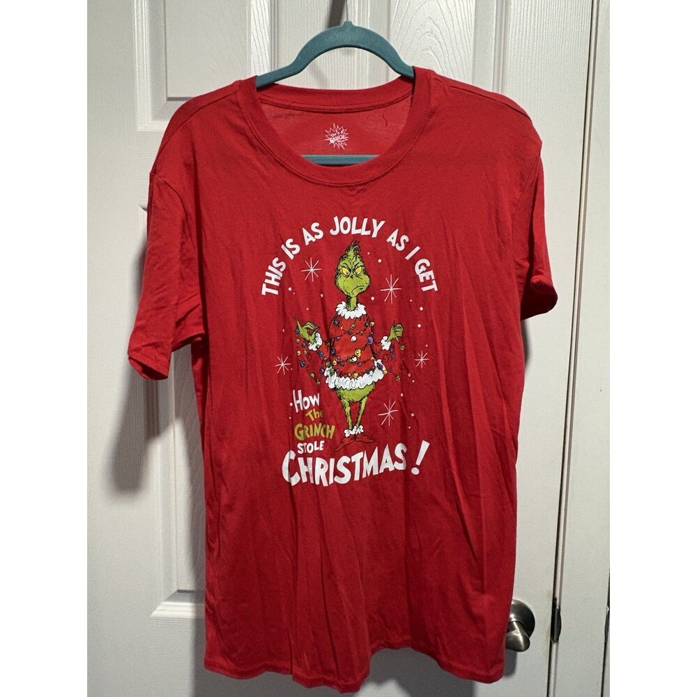 The Grinch "This Is As Jolly As I Get" Red Graphic Crew Neck T-Shirt Men L